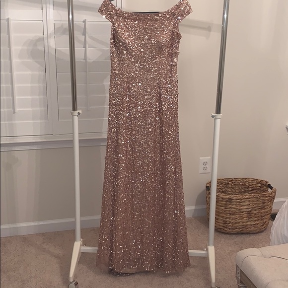 Adrianna Papell sequin off the shoulder gown - Picture 3 of 6